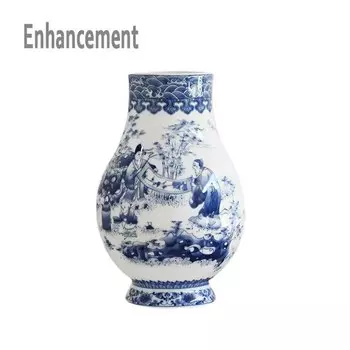 Керамическая ваза Jingdezhen синяя и белая