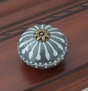 Керамические ручки для мебели белый синий