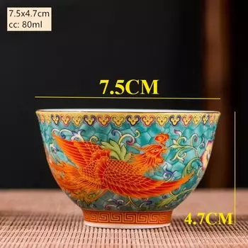 Керамический гайвань JINGDE TEA SET с рисунком дракона и феникса