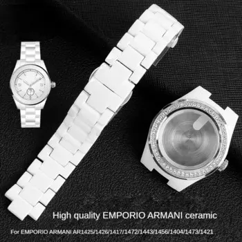 Керамический ремешок для часов Armani, керамический ремешок для часов Ar1426 1425 1472 1456 1443 1404 1431, белый удобный в ношении ремешок для часов