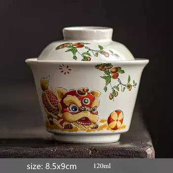 Керамический ручной гайвань JINGDE TEA SET цветной
