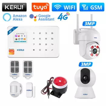 KERUI W184 домашняя умная система охранной сигнализации WiFi 4G GSM Беспроводная Tuya приложение управления 1,7 дюймовый цветной экран Голосовая подсказка хост