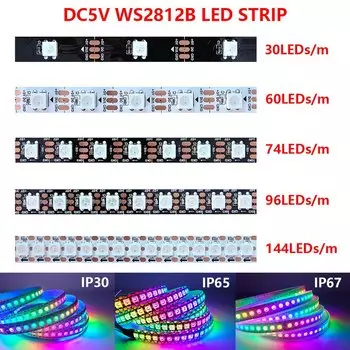 kerwollor RGB светодиодная лента WS2812 30/60/74/96/144 LED/м
