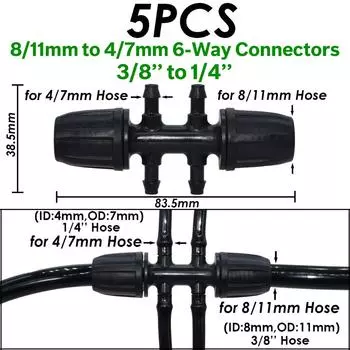 KESLA соединитель шланга 8/11 мм до 4/7 мм