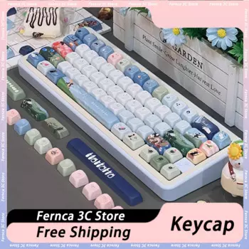 Keycap 143 клавиши эргономичная PBT термосублимация Компьютерные аксессуары синяя механическая клавиатура Keycap индивидуальный подарок