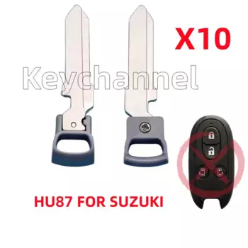 Keychannel 10 шт., лезвие для автомобильного ключа, заготовка для аварийного ключа HU87, лезвие для ключа без ключа для Suzuki Alto Hasla Lapin Wagon, бесконтактный брелок