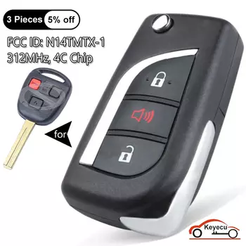 KEYECU 312 МГц 4C Чип Модернизированный Складной флип-Штатив 3 кнопки для Lexus RX300 1999 2000 2001 2002 FCC: ФЛУОРЕСЦЕНТНОЕ освещение