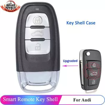KEYECU 3 кнопки для Audi A6L Q7 модернизированная Складная флип-модель без ключа Go Smart Remote Автомобильный ключ оболочка ФОБ с лезвием