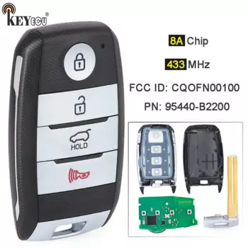 KEYECU 433 МГц 8А чип FCC ID: CQOFN00100 PN: 95440-B2200 4 кнопки смарт-пульт дистанционного управления для Soul 2014 2015 2016