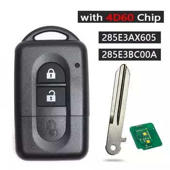 KEYECU 433 МГц ID46/4D60 чип 285E34X00A/285E3EB30A, 285E34X00 дистанционный брелок для Nissan Juke Navara Micra Xtrail Qashqai Duke