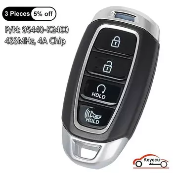 KEYECU 4 кнопки 433 МГц 4A чип для Hyundai Venue 2020 2021 2022 Автоматический Смарт-Брелок дистанционного управления 95440-K2400 SY5IGFGE04