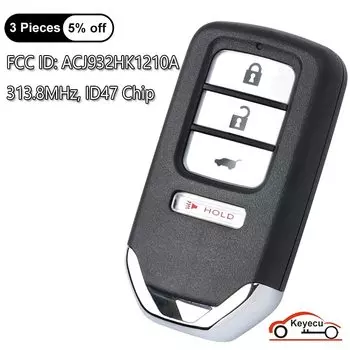 KEYECU 4 кнопки для Honda CR-V HRV CRZ 2014 2015 2016 Брелок дистанционного управления ACJ932HK1210A, 72147-T0A-A11, 72147-T7S-A01