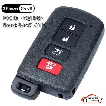 KEYECU 4 кнопки для Toyota Highlander Kluger 2014 2015 2016 2017 2018 19 дистанционный смарт ключ-брелок HYQ14FBA 281451-2110 89904-0E121