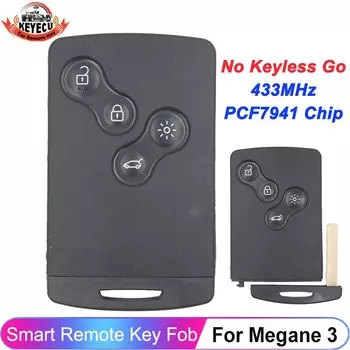 KEYECU 4 кнопки PCF7941 чип 433 МГц для Renault Megane 3 Scenic 3 Laguna 3 2009-2012 2013 2014 2015 удаленный ключ без ключа Go
