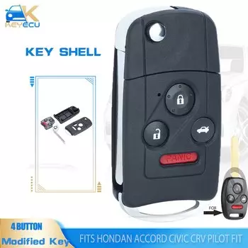 KEYECU 4 кнопочный модифицированный телефон для HONDA Accord Civic CRV Pilot подходит для дистанционного ключа