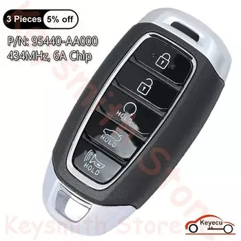 KEYECU 5 кнопок 434 МГц 6A чип для Hyundai Elantra 2021 2022 2023 автоматический OEM умный дистанционный брелок 95440-AA000 NYOMBEC5FOB2004