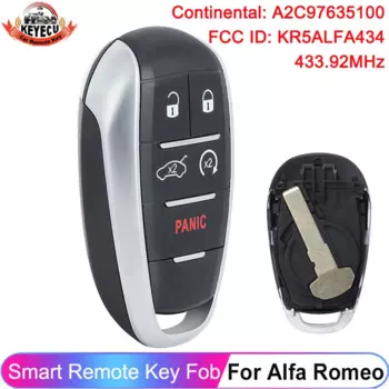 KEYECU A2C97635100 для Alfa Romeo Giulia Stelvio 2017 2018 2019 2020 2021 2022 чип 4A 433 МГц смарт-ключ KR5ALFA434 дистанционный брелок