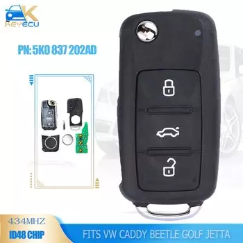 KEYECU 5K0 837 202AD откидной дистанционный ключ 434 МГц ID48 для VW Golf Jetta Polo Beetle Scirocco Tiguan 2009 2010 2011 2012 2013 2014