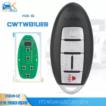KEYECU CWTWB1U818 315 МГц БЕСКЛЮЧЕВОЙ умный дистанционный ключ Prox Fob 5 кнопок для Nissan Quest 2011 2012 2013 2014 2015 2016