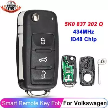 KEYECU Дистанционный ключ от машины 434 МГц 5K 0837202 Q для Volkswagen VW Beetle Caddy Eos Golf Tiguan Touran Jetta Polo Scirocco 5K0 837 202 Q