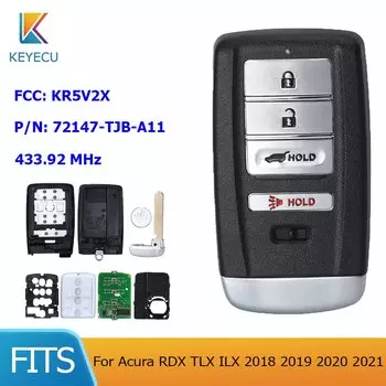 KEYECU для Acura RDX TLX ILX 2018 2019 2020 2021 FCC: KR5V2X 433,92 МГц FSK 4 кнопки безключевой смарт-ключ для автомобиля