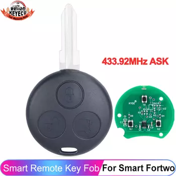KEYECU для BENZ MB Mercedes Smart 1998-2006 Fortwo 450 Forfour Roadster City Coupe 3 кнопки 433 МГц необработанное пустое лезвие