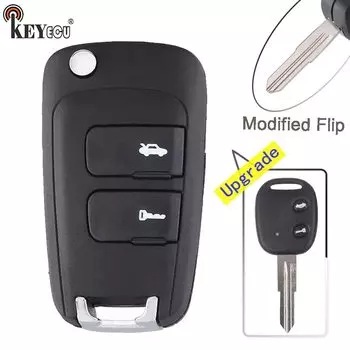 KEYECU для Chevrolet Epica модифицированный откидной складной дистанционный ключ оболочка чехол Брелок 2 кнопки с необработанным лезвием