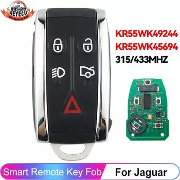 KEYECU для Jaguar XF XK XFR XKR 2009 2010 2011 2012 2013 XJ8 XK8 Smart Remote 315/433 МГц ID46 PCF7953 Брелок с чипом KR55WK49244
