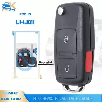 KEYECU FCCID: LHJ011 обновленный откидной дистанционный ключ 315 МГц ID46 чип FOB Для Chevrolet Cadillac Escalade 2003-2006