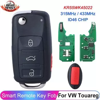 KEYECU KR55WK45022 для VW Touareg Phaeton 2003 2004 2005 2006 2007 2008 2009 2010 315/433MHz ID46, умный Автомобильный ключ, дистанционный брелок