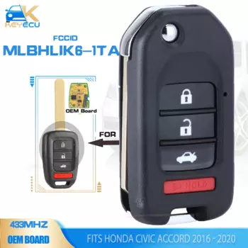 KEYECU MLBHLIK6-1TA 313,8 МГц/433 МГц ID47 Модернизированный откидной дистанционный ключ для Honda Civic Accord 2016 2017 2018 2019 2020 (плата OEM)