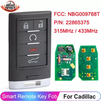 KEYECU NBG 009768 T для Cadillac ATS SRX CTS XTS DTS 2010 2011 2012 2013 2014 Smart Key Remote 315 МГц 433 МГц Брелок для бесключевого доступа
