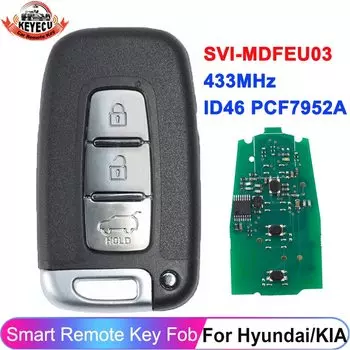 KEYECU умный пульт дистанционного управления для HYUNDAI Tucson ix35 Accent Veloster Sonata Solaris Santa Fe Verna i45 i30 433 МГц ID46 брелок для ключей с 3 кнопками