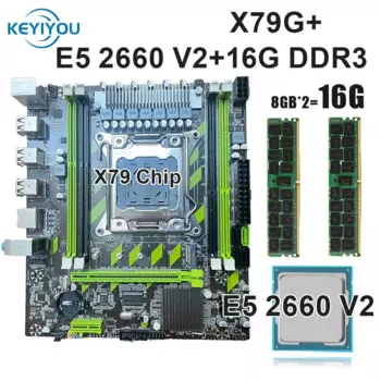 KEYIYOU X79G 2011 Комбинированная материнская плата XEON Kit E5 2660 V2 Процессор 10 ядер и 16 ГБ оперативной памяти DDR3 1600 МГц Память USB 3.0 SATA 3.0 M.2 NVME