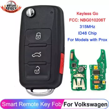Keyless Go 4-кнопочный дистанционный ключ NBG 010206 T для Volkswagen VW Beetle Passat CC Jetta 2011-2017 Proximity 5K0 837 202 AK 315 МГц