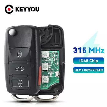 KEYYOU 1J0959753AM 315 МГц Автомобильный Дистанционный ключ для Volkswagen VW Beetle Golf Passat Jetta 1J0 959 753 AM 2000-2006 брелок для ключей с чипом ID48