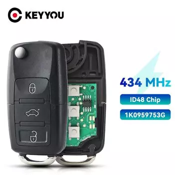 KEYYOU 1K0 959 753 G DA AH ID48 Чип 434 МГц Дистанционный ключ от автомобиля для VW Volkswagen Golf Passat Polo Jetta Touran Bora Sharan 2004-2010