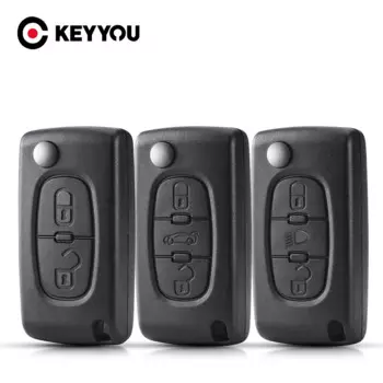 KEYYOU 20 шт. 2/3 кнопочный флип-чехол для автомобильного ключа для Peugeot 207 307 308 407 607 Partner для Citroen C2 C3 C4 C5 C6 Xsara