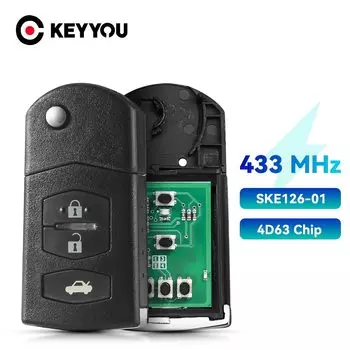 KEYYOU, 2/3/4 кнопок, дистанционный ключ для Mazda 2, 3, 5, 6, 8, , ID, KPU41788, ID, 4D63 313,8/315/433 МГц