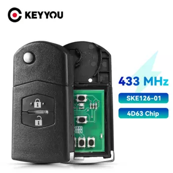 KEYYOU, 2/3/4 кнопок, дистанционный ключ для Mazda 2, 3, 5, 6, 8, , ID, KPU41788, ID, 4D63 313,8/315/433 МГц