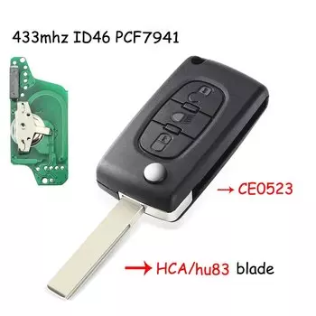 KEYYOU 2/3 кнопки дистанционного ключа автомобиля 433 МГц для Citroen C1 C2 C3 C4 C5 Berlingo Picasso для Peugeot 207 307 ID46 CE0536 CE0523