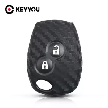 KEYYOU 2-кнопочный карбоновый силиконовый чехол для ключей от автомобиля для Renault Duster Clio DACIA 3 Twingo Logan Sandero Modus