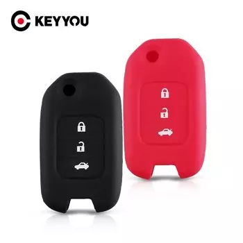 KEYYOU 3-кнопочный силиконовый чехол для ключей от автомобиля Honda FIT XRV VEZEL CITY JAZZ CIVIC HRV Civic Crider CRV Защитная крышка