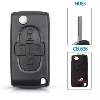 KEYYOU 4-кнопочный откидной автомобильный пульт дистанционного управления, пустой чехол, брелок для Peugeot 1007 для Citroen C8 для Fiat Uncut Blade CE0523 CE0536