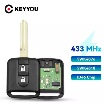 KEYYOU 5WK4 876/ 818 433 МГц ID46 чип дистанционный ключ брелок для Nissan Elgrand X-TRAIL Qashqai Navara Micra Note NV200 2 кнопочный ключ