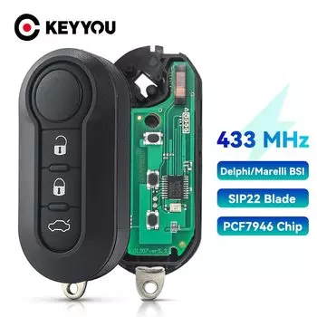 KEYYOU автомобильный ключ с дистанционным управлением для Fiat 500 500L MPV Ducato Citroen Jumper Peugeot Boxer 2008-2015 433,92 МГц ID46 3 кнопки