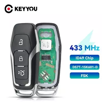 KEYYOU автомобильный пульт дистанционного управления для Ford Mondeo Edge S-Max Galaxy 2014 2015 2016 2017 DS7T-15K601-D ID49 Chip 2018 MHz ASK Keyless Go