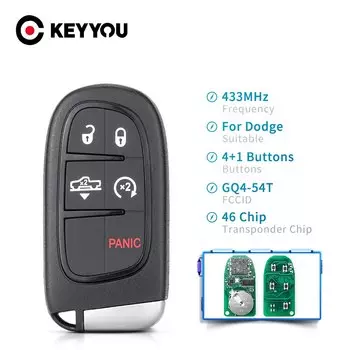 KEYYOU для автомобильного ключа Dodge, модель 1500 2500 3500 2013 2014 2016 2017 433 4/5, Автомобильный ключ дистанционного управления ID46 МГц, кнопки 3/