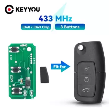 KEYYOU для Ford Focus Mondeo Fiesta C Max S Galaxy 3 кнопки ID60 ID63 чип 433 МГц печатная плата ключа автомобиля
