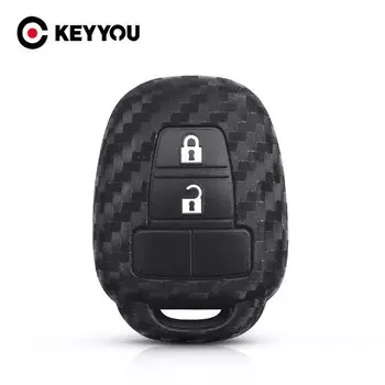 KEYYOU для Toyota Aqua Ractis Vitz RAV4 HiAce Land Cruiser, силиконовый пульт дистанционного управления из углеродного волокна, ФОБ, оболочка, крышка 2BNT 2010-2019
